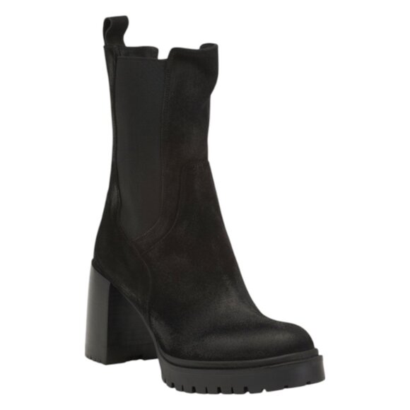 EMANUELE CRASTO Made In Italy Nubuck Leather Heeled Booties - Picture 1 of 3